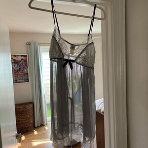 In Bloom Sheer Black and White Lace Chemise